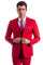 "Red Slim Fit Men's Suit - Two Button Vested Solid Basic Color"