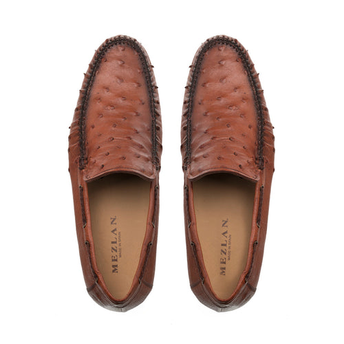 Mezlan Ostrich Leather Moccasin Slip-On Loafers