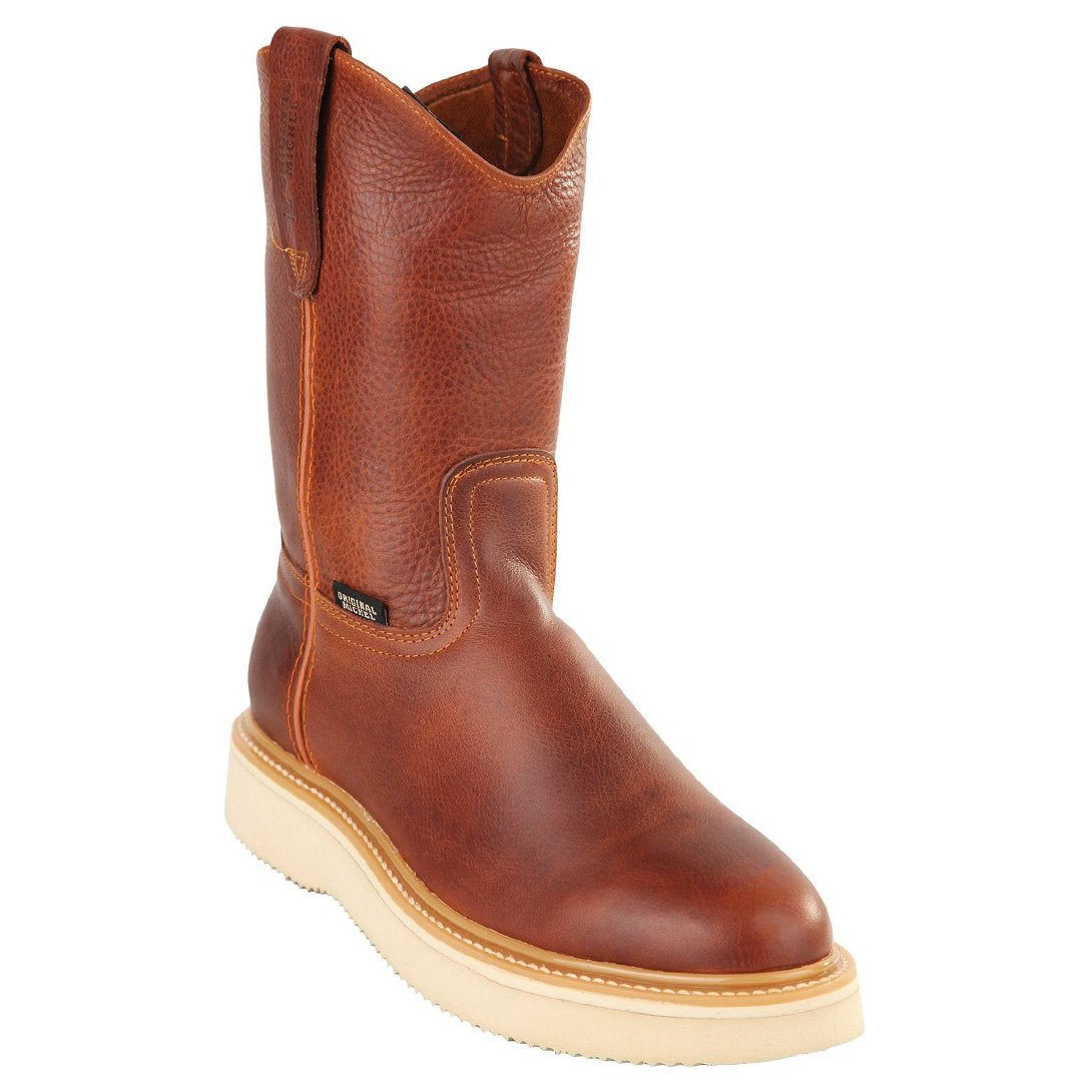 Original Michel Leather Pull On Grisly Work Boots - Brown