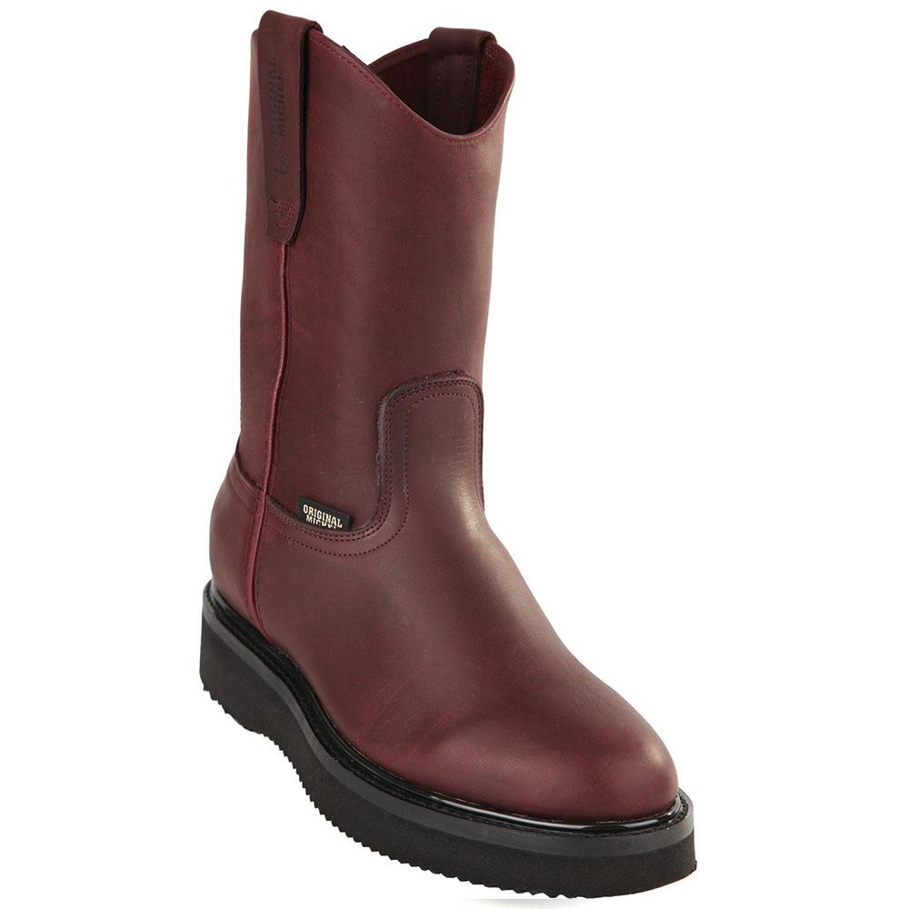 Original Michel Grasso Leather Soft R-Toe Work Boots - Burgundy
