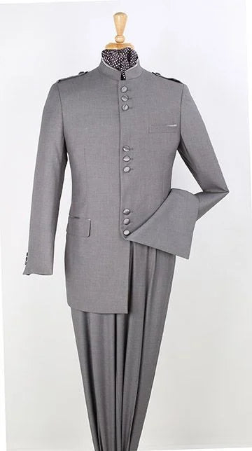 Apollo King Men's 2-Piece Nehru purple Suit - Mandarin Collar