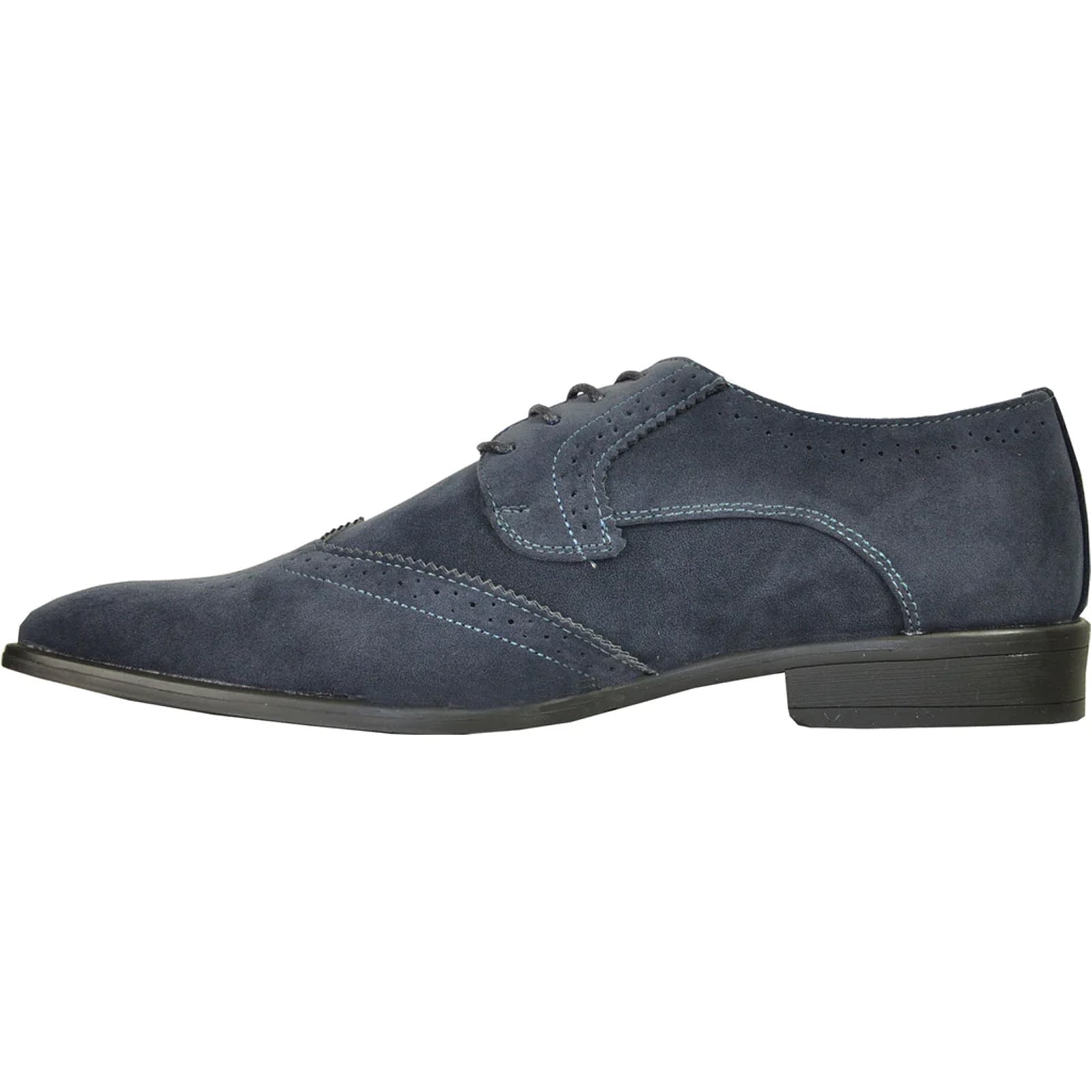 Navy Blue Vegan Suede Wingtip Dress Shoe for Men - Wedding & Prom