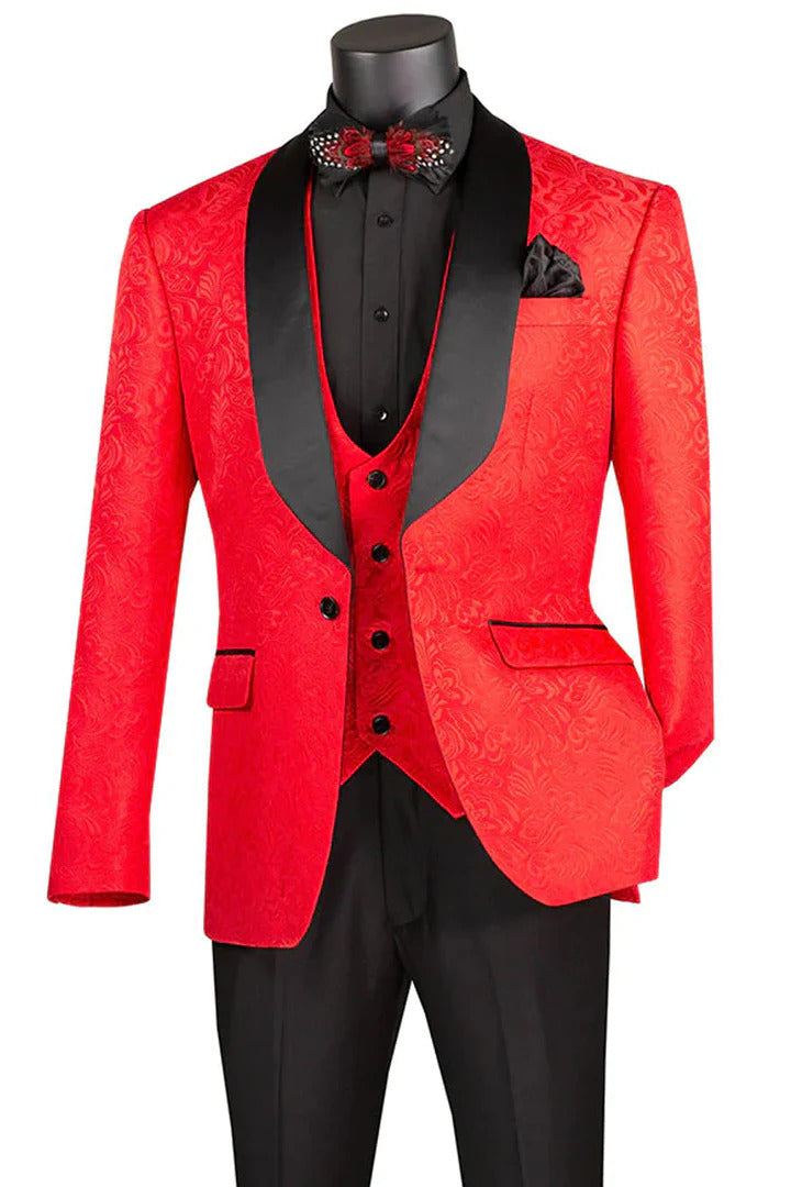 Men's Slim Fit Vested Paisely Wedding Tuxedo