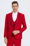 Red Textured Tuxedo with Satin Trim Four Piece Set - Wedding - Prom 2025