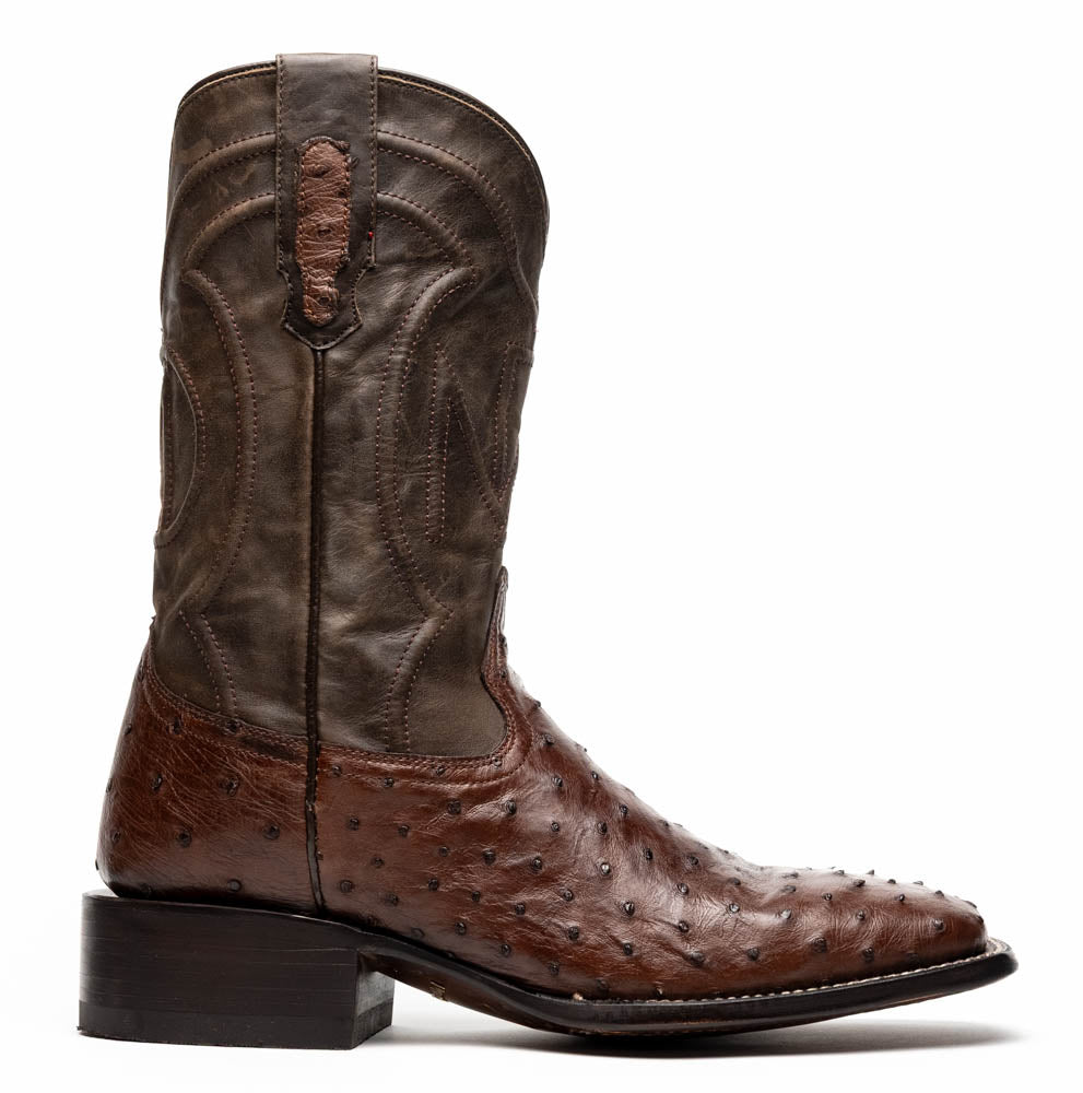 Marco Di Milano Alabama Kango Tabac Ostrich Quill Square Toe Cowboy Boots - 7