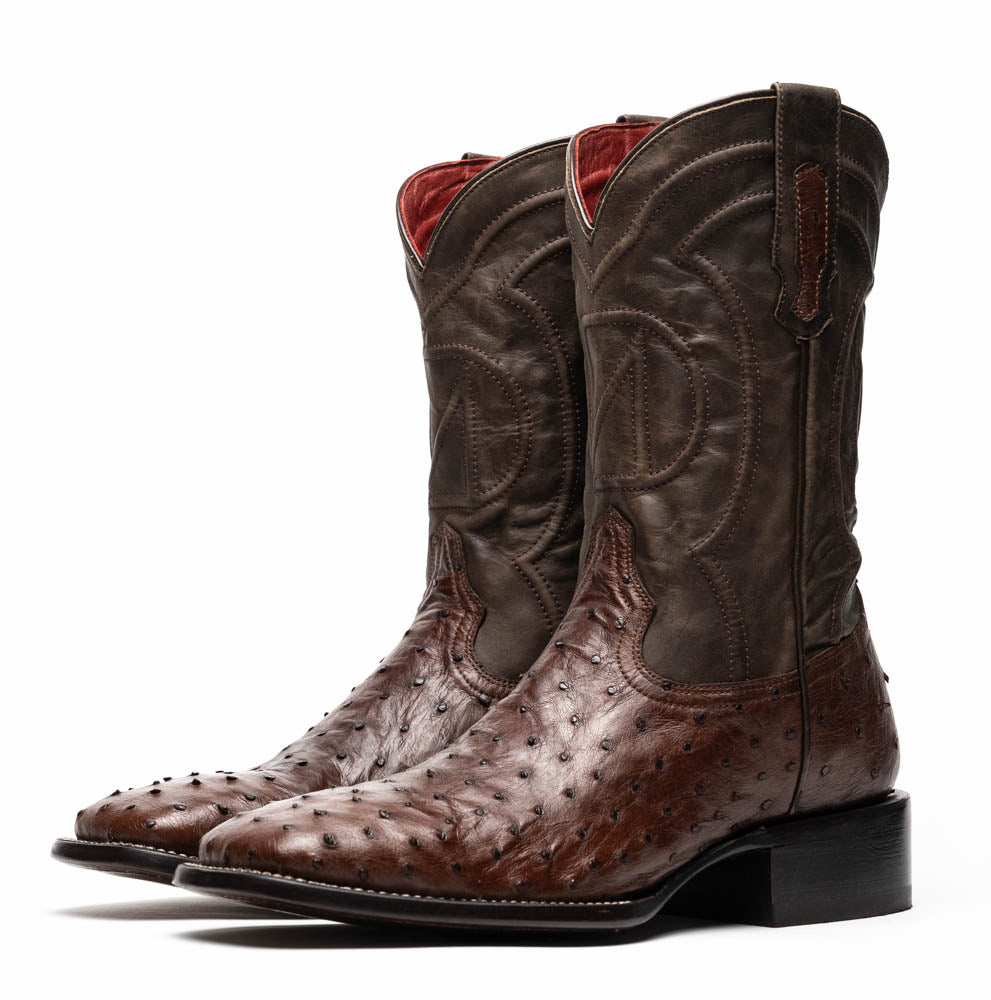 Marco Di Milano Alabama Kango Tabac Ostrich Quill Square Toe Cowboy Boots - 7