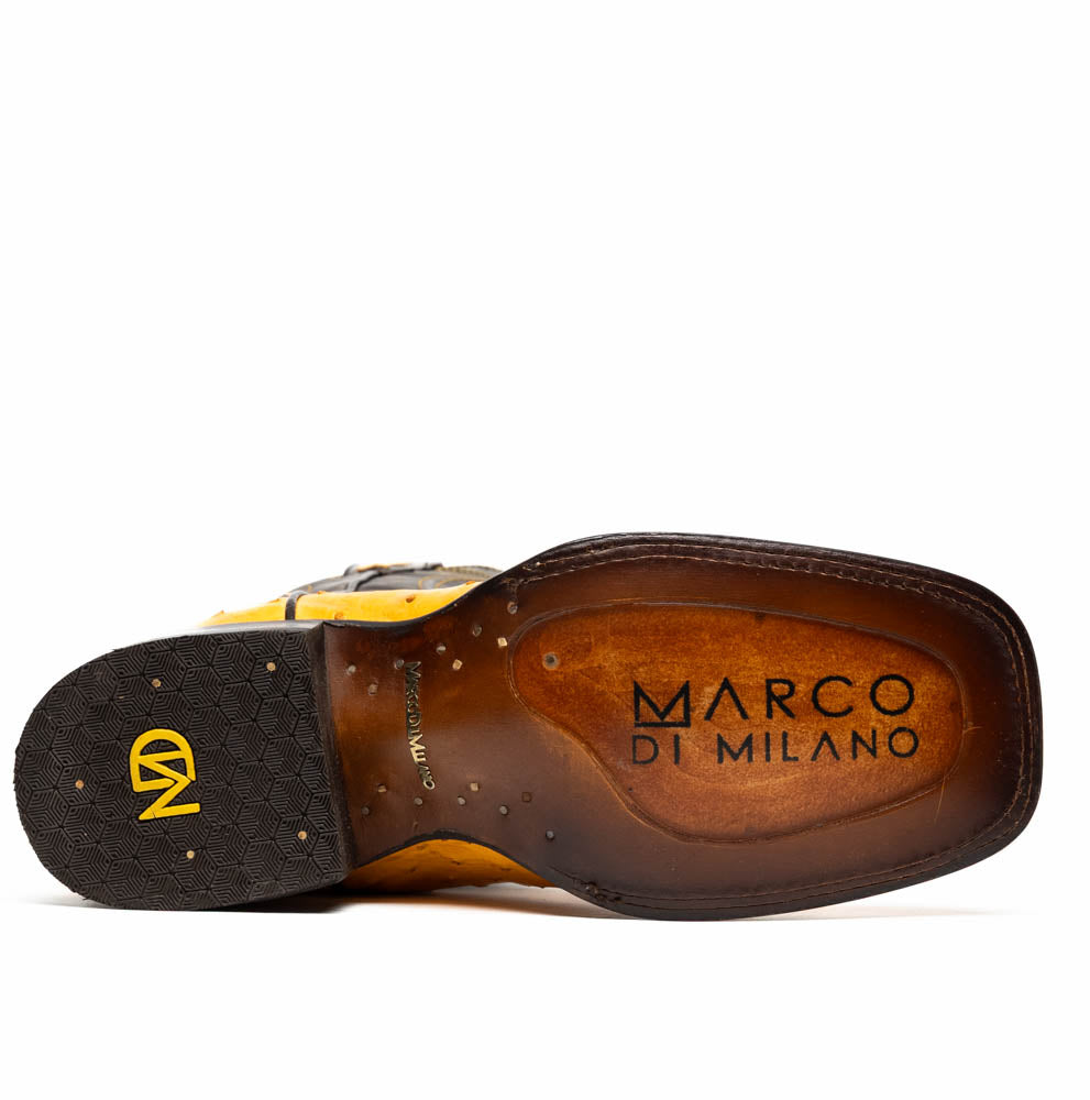 Marco Di Milano Alabama Buttercup Ostrich Quill Square Toe Cowboy Boots - 7