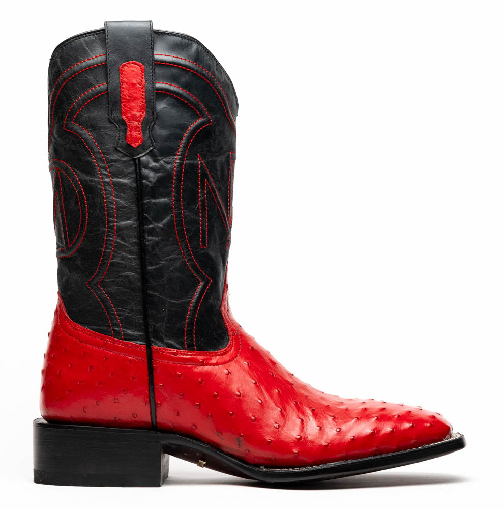 Marco Di Milano Alabama Red Ostrich Quill Square Toe Cowboy Boots - 7
