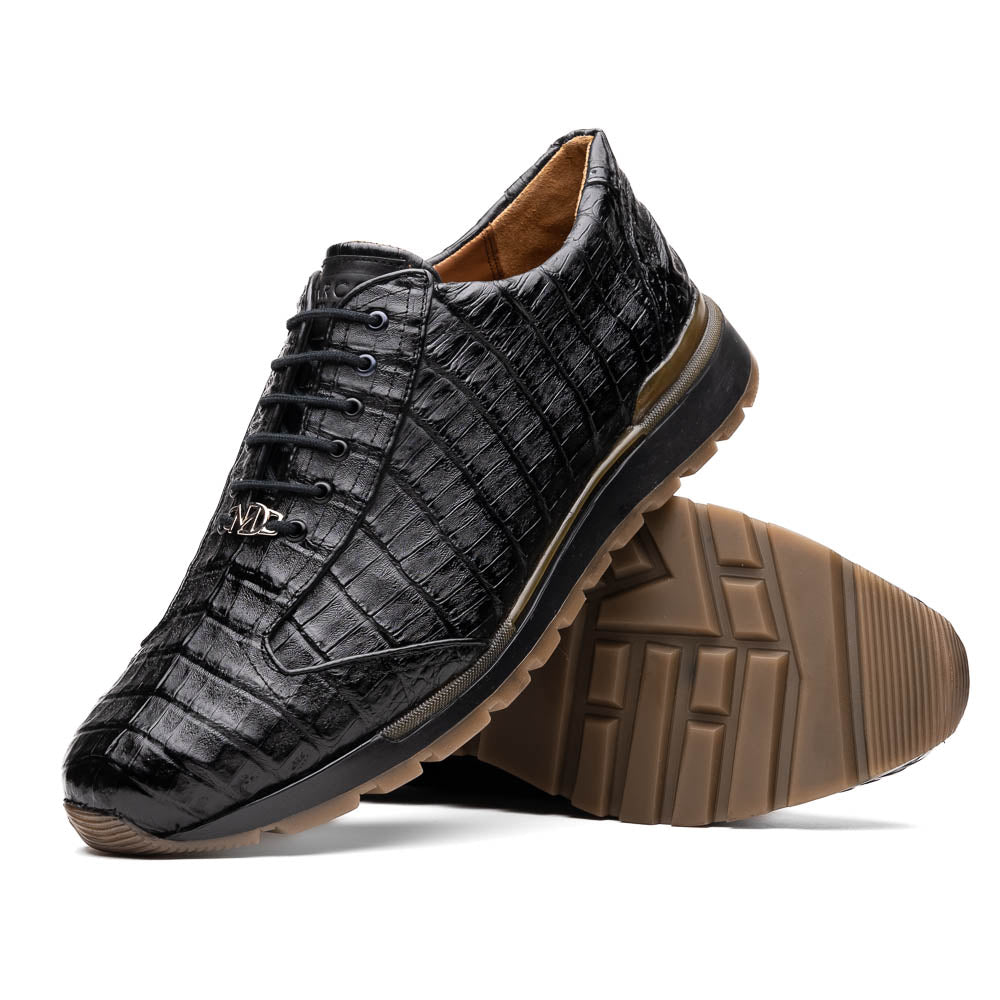 Marco Di Milano Alonzo Black Genuine Caiman Crocodile Casual Sneakers - 6.5