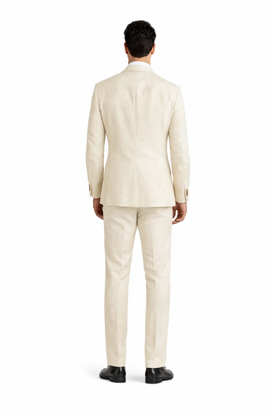 Alberto Nardoni Beige Two Button Notch Lapel Linen Suit