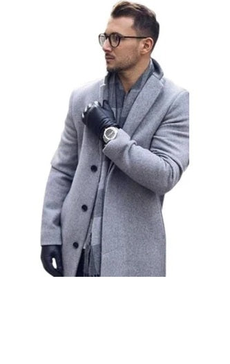 Mens Alberto Nardoni Light Grey Wool 48 Inch Long Overcoat - Coat Size 38