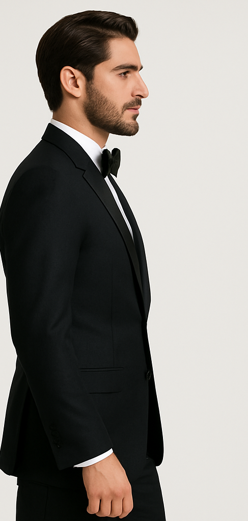 Alberto nardoni Peak lapel super 150s wool tuxedo with double breasted vest flat front pants 1 button style - 38 Short Jacket+32 Waist Adjustable 28to34)(Height: 5’4”to5’7”)(Neck 15-16.5)S-M)