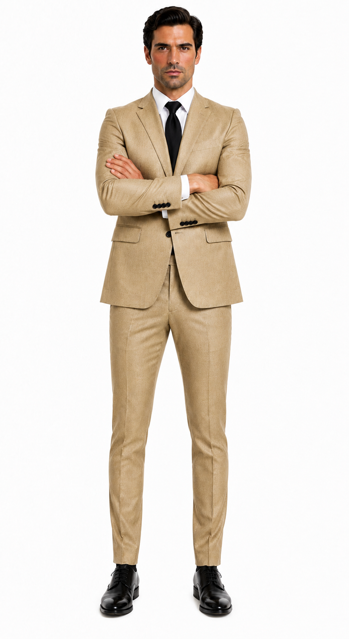 Alberto Nardoni Tan~Khaki~Taupe Vested Linen Wedding Suit