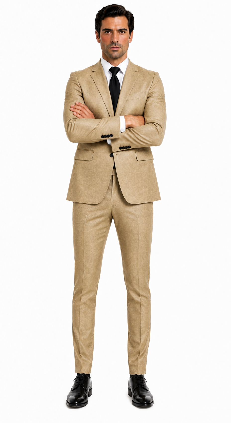 Alberto Nardoni Tan~Khaki~Taupe Vested Linen Wedding Suit