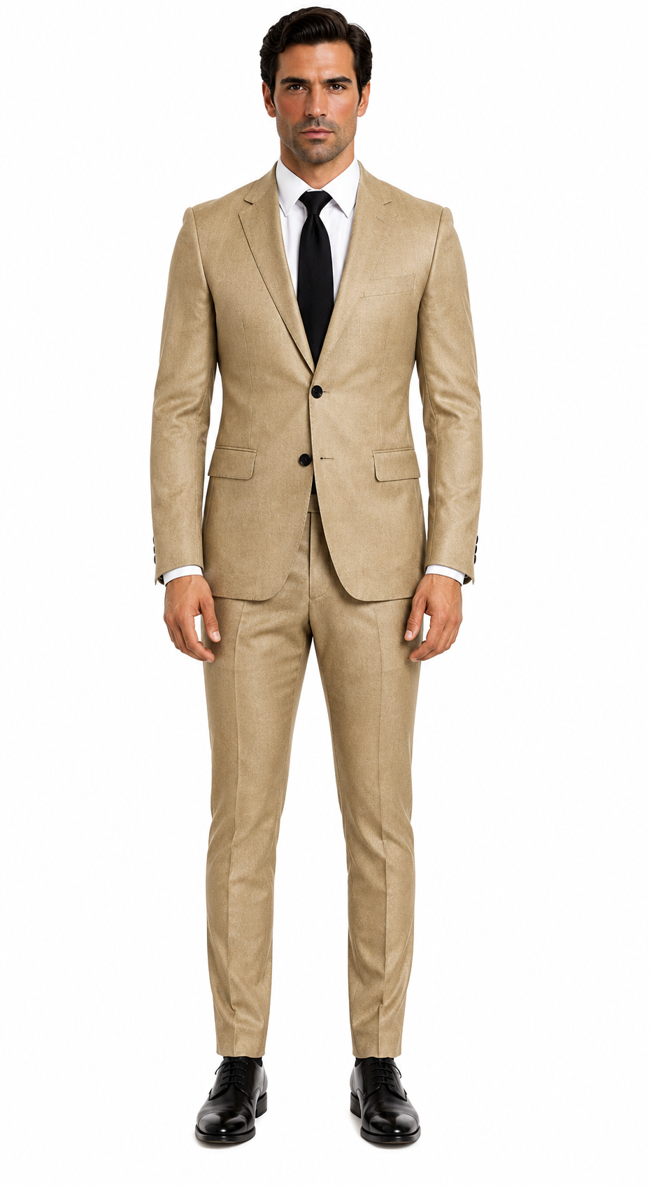 Alberto Nardoni Tan~Khaki~Taupe Vested Linen Wedding Suit