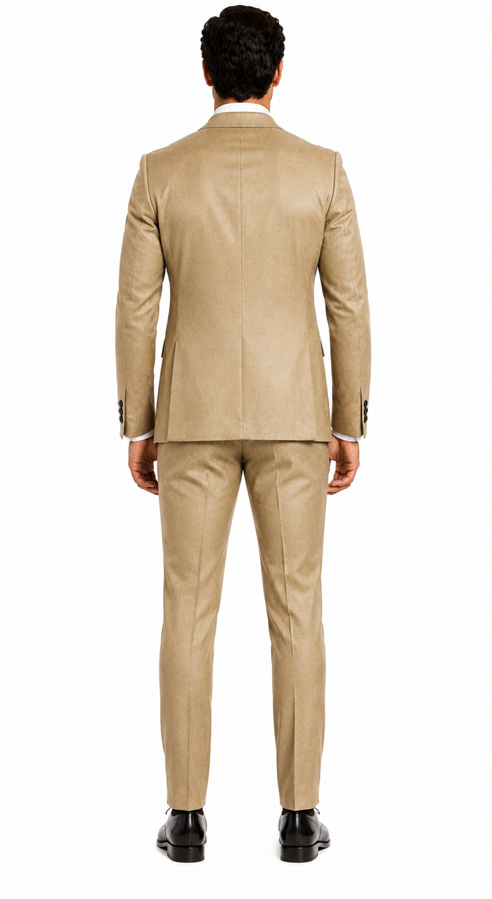 Alberto Nardoni Tan~Khaki~Taupe Vested Linen Wedding Suit