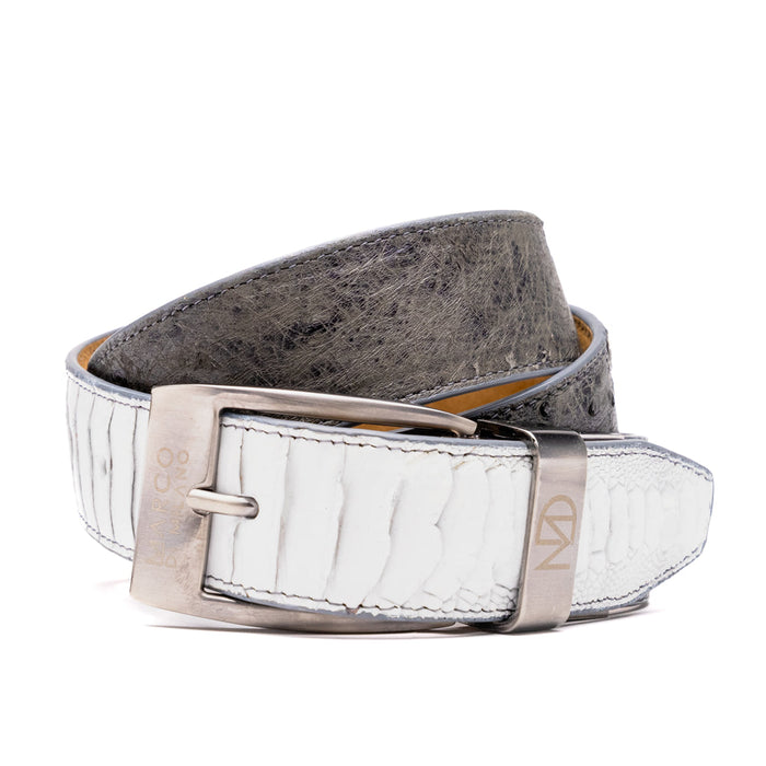 Marco Di Milano Alessio Belt: Luxury White/Gray Leather Shoes