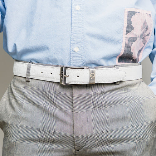 Marco Di Milano Alessio Belt White Leather Loafers