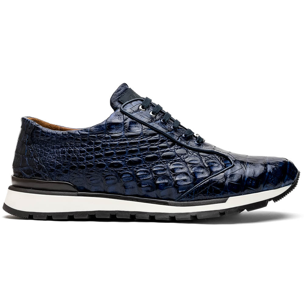 Marco Di Milano Alonzo Navy Genuine Caiman Crocodile Casual Sneakers - 6