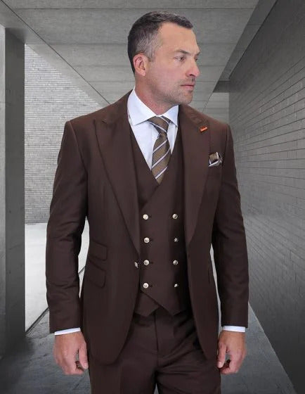 Statement Men's 3 Piece 100% Wool Fashion Suit - Bold Colors - 38 Regular