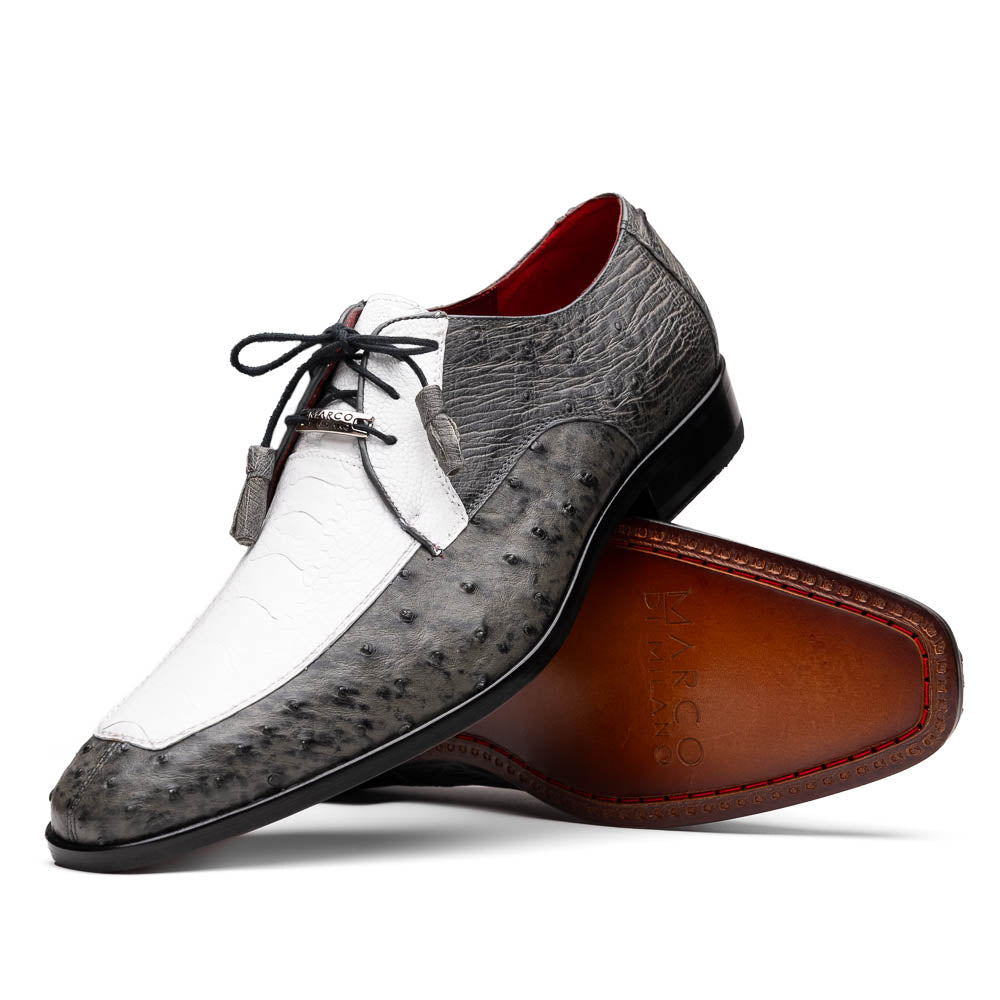 Marco Di Milano Andretti White / Grey Ostrich Leg Shoes - 8