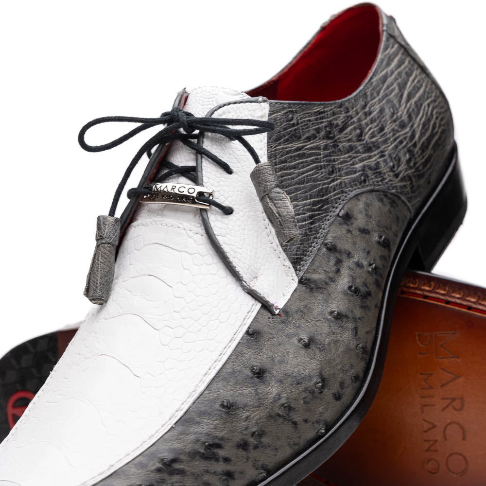 Marco Di Milano Andretti White / Grey Ostrich Leg Shoes - 8