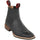 Mens Square Toe Cushioned leather Ankle Boots Black