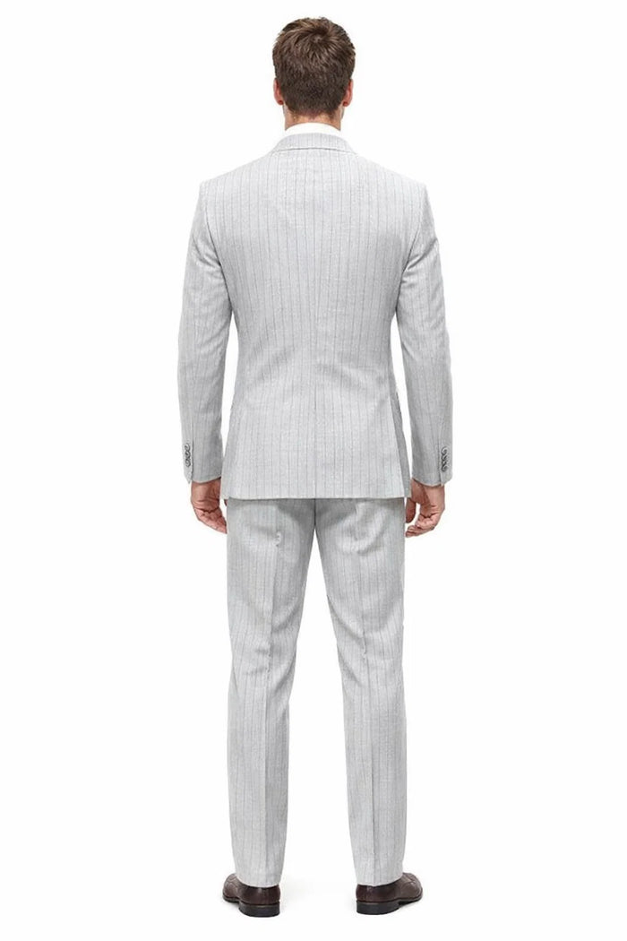 Statement Mens 2-Piece 100% Wool Double Breasted Pinstripe Suit