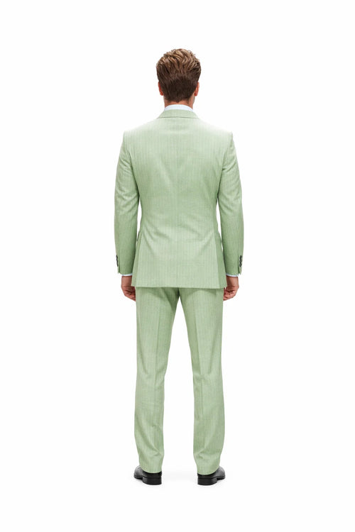 Statement Mens 2-Piece 100% Wool Double Breasted Pinstripe Suit