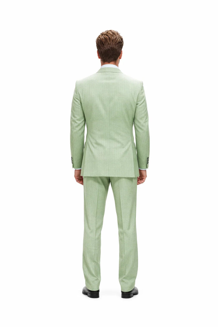 Statement Mens 2-Piece 100% Wool Double Breasted Pinstripe Suit