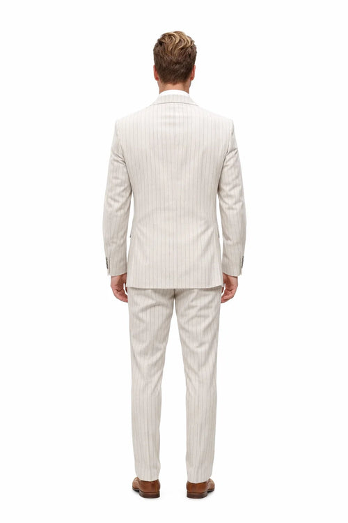 Statement Mens 2-Piece 100% Wool Double Breasted Pinstripe Suit