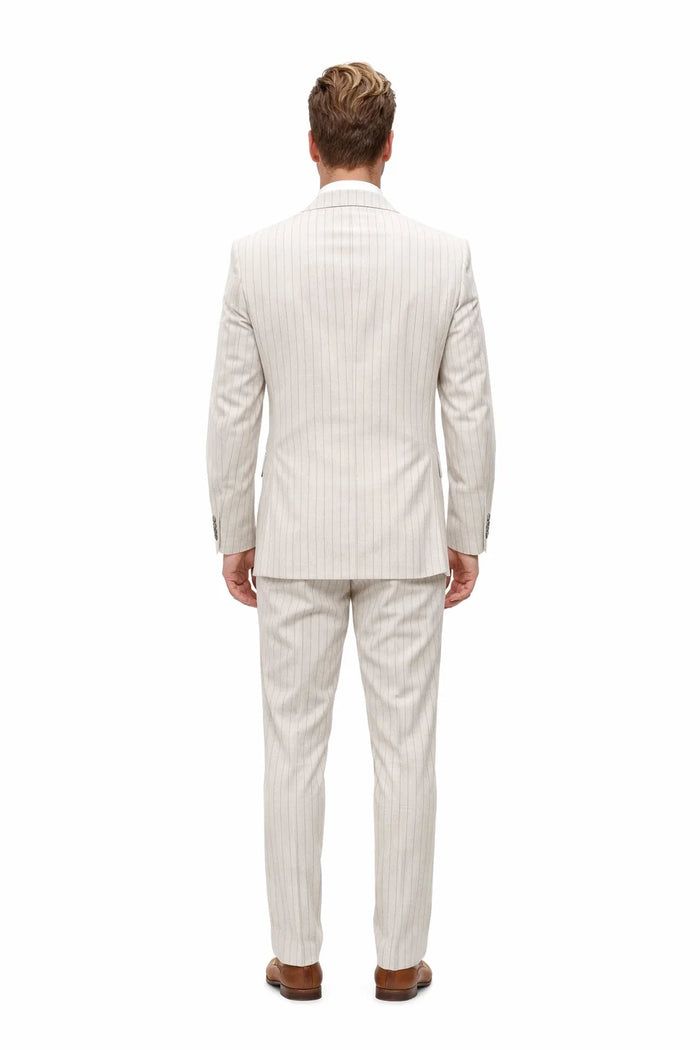 Statement Mens 2-Piece 100% Wool Double Breasted Pinstripe Suit