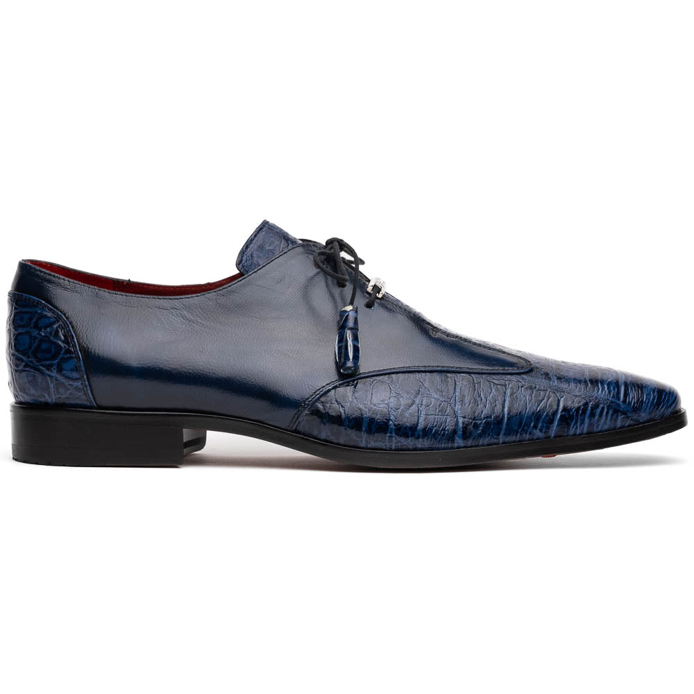 Marco Di Milano Anzio Blue Jeans Alligator & Calfskin Derby - 8
