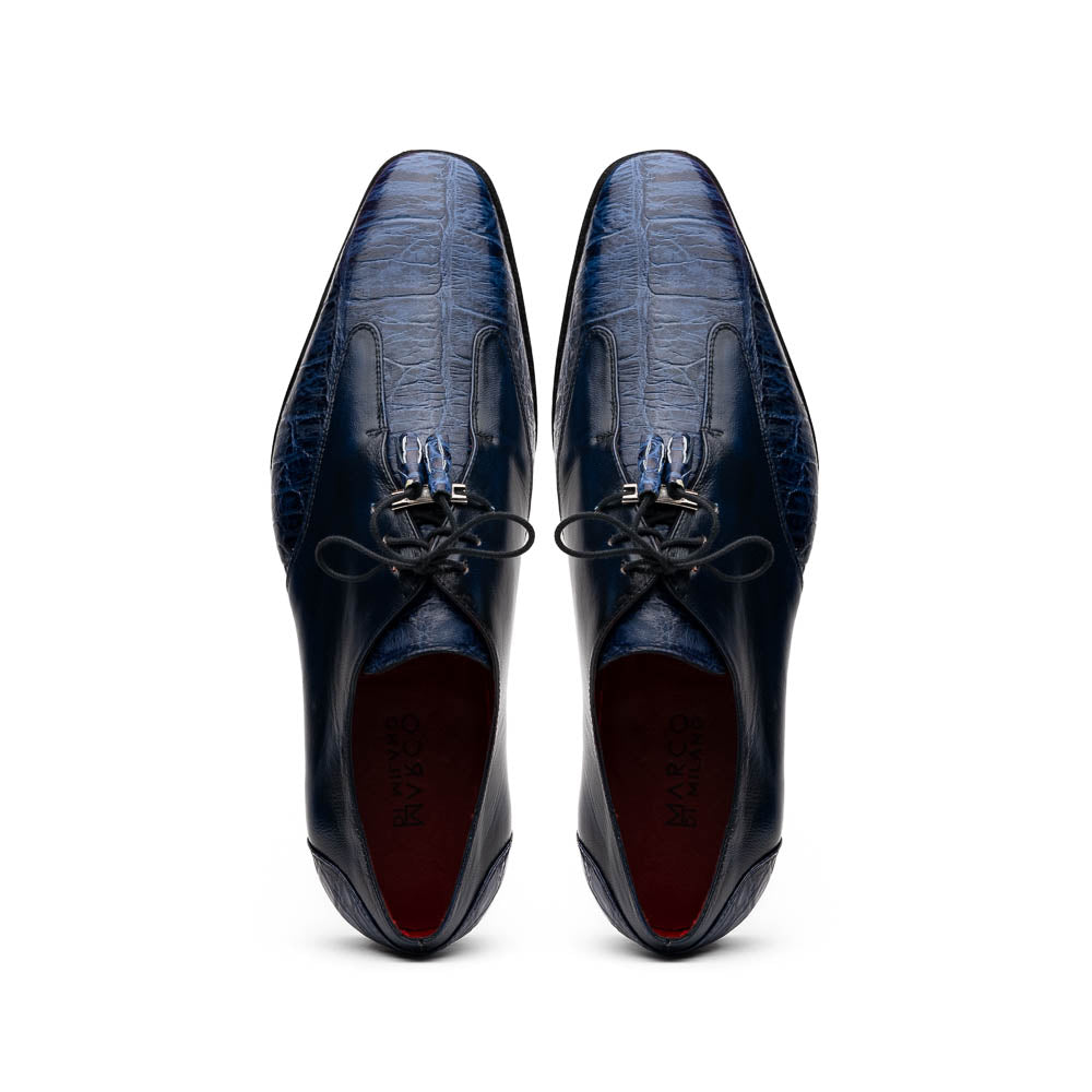 Marco Di Milano Anzio Blue Jeans Alligator & Calfskin Derby - 8