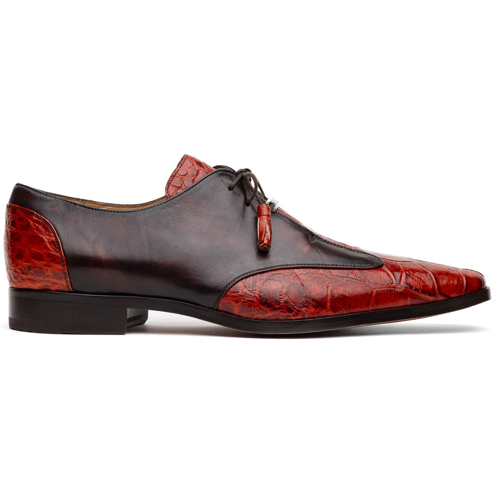 Marco Di Milano Anzio Cognac Alligator & Calfskin Derby - 8