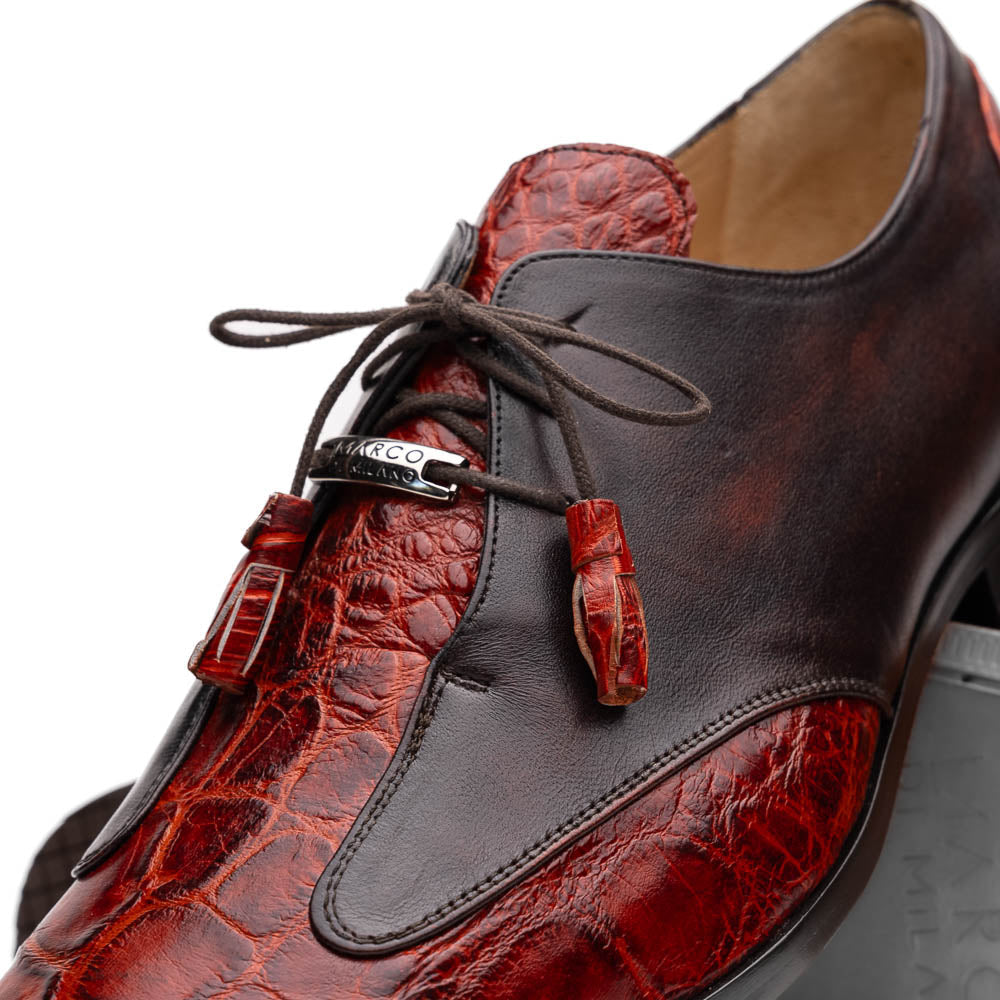 Marco Di Milano Anzio Cognac Alligator & Calfskin Derby - 8
