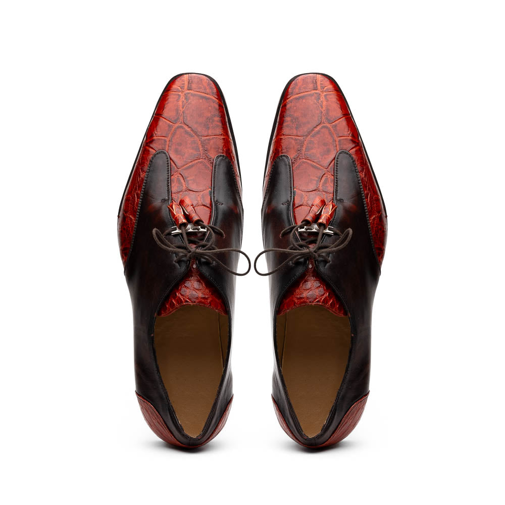 Marco Di Milano Anzio Cognac Alligator & Calfskin Derby - 8