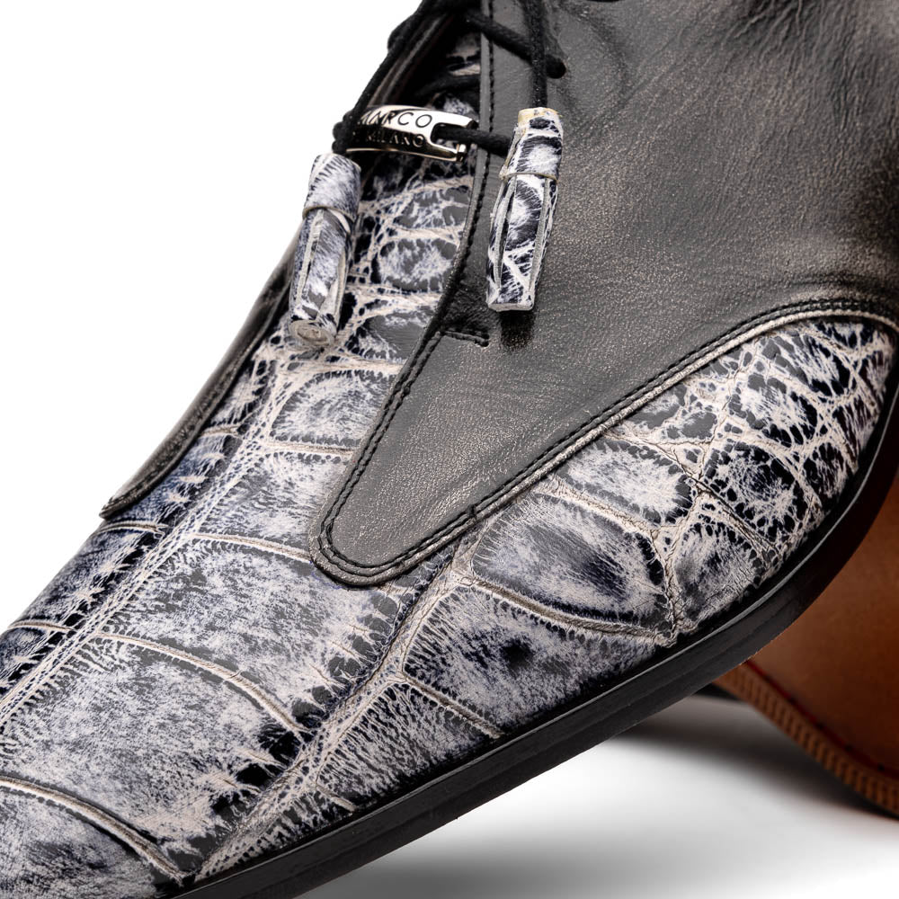 Marco Di Milano Anzio Newspaper Grey Alligator & Calfskin Derby - 8