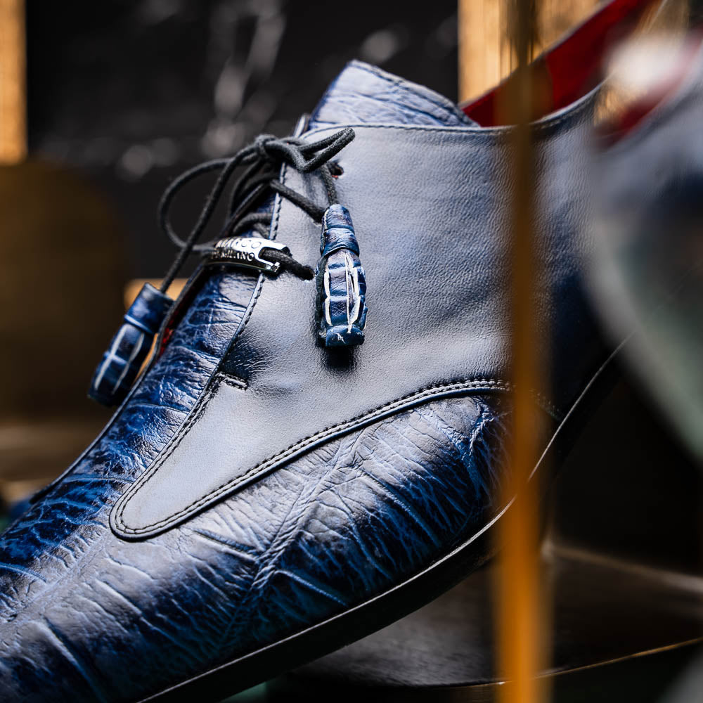 Marco Di Milano Anzio: Blue Jeans Leather Dress Shoe - 8 USA