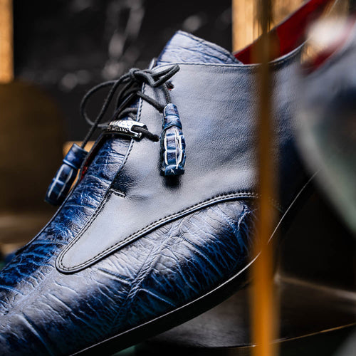 Marco_Di_Milano Anzio: Blue Jeans Leather Dress Shoe
