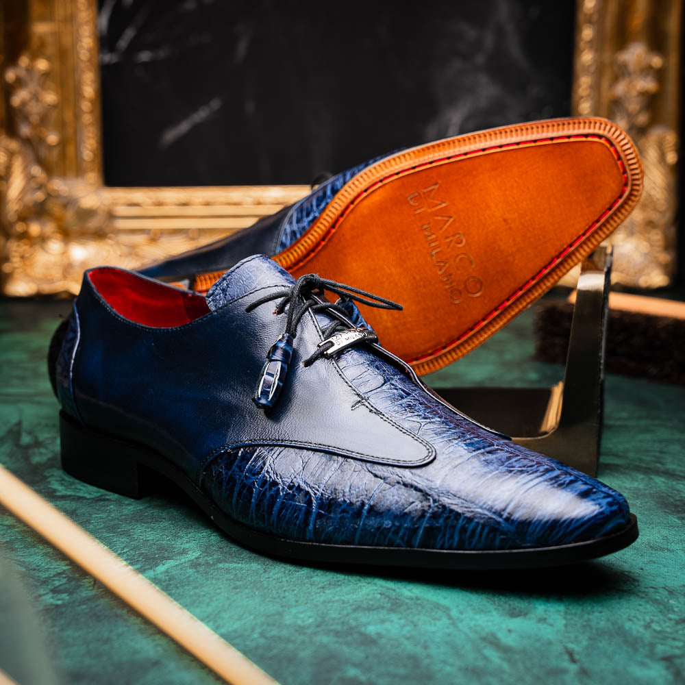 Marco_Di_Milano Anzio: Blue Jeans Leather Dress Shoe