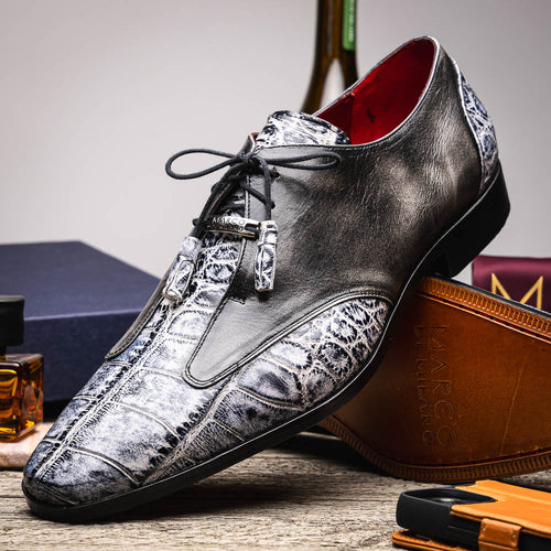 Marco Di Milano Anzio Newspaper Print Leather Oxford