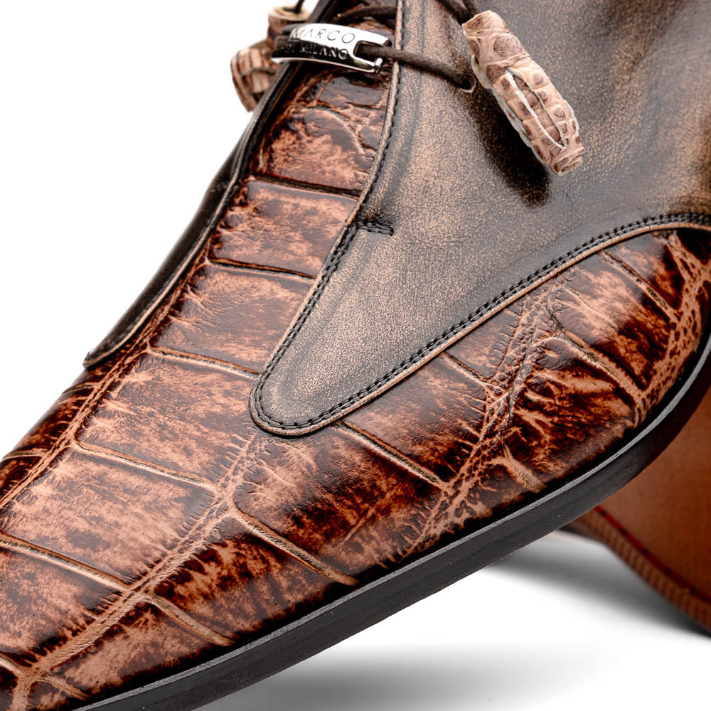 Marco Di Milano Anzio Orix Brown Alligator & Calfskin Derby - 8