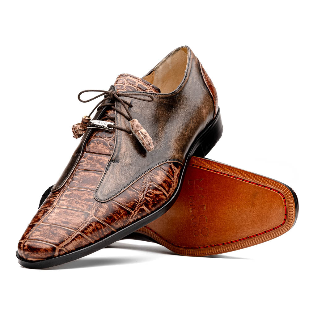 Marco Di Milano Anzio Orix Brown Alligator & Calfskin Derby - 8