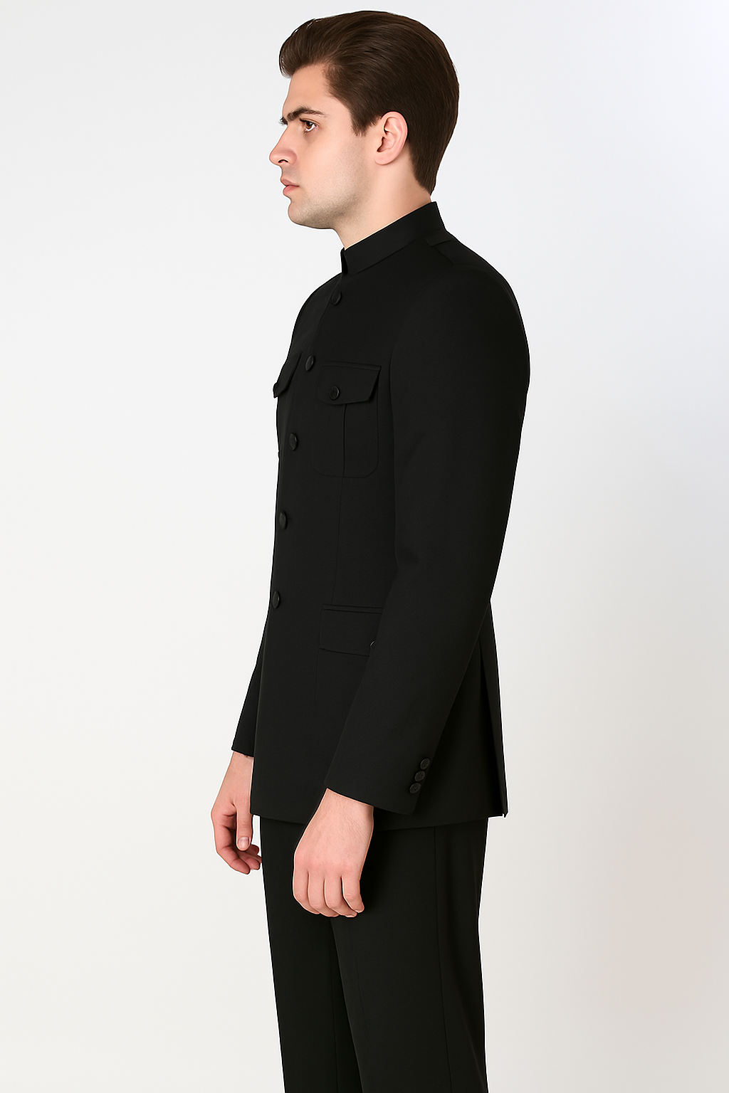 Apollo King Men's 2 Piece Nehru Style Suit Fashion Pockets-New Designer Collection - 40R