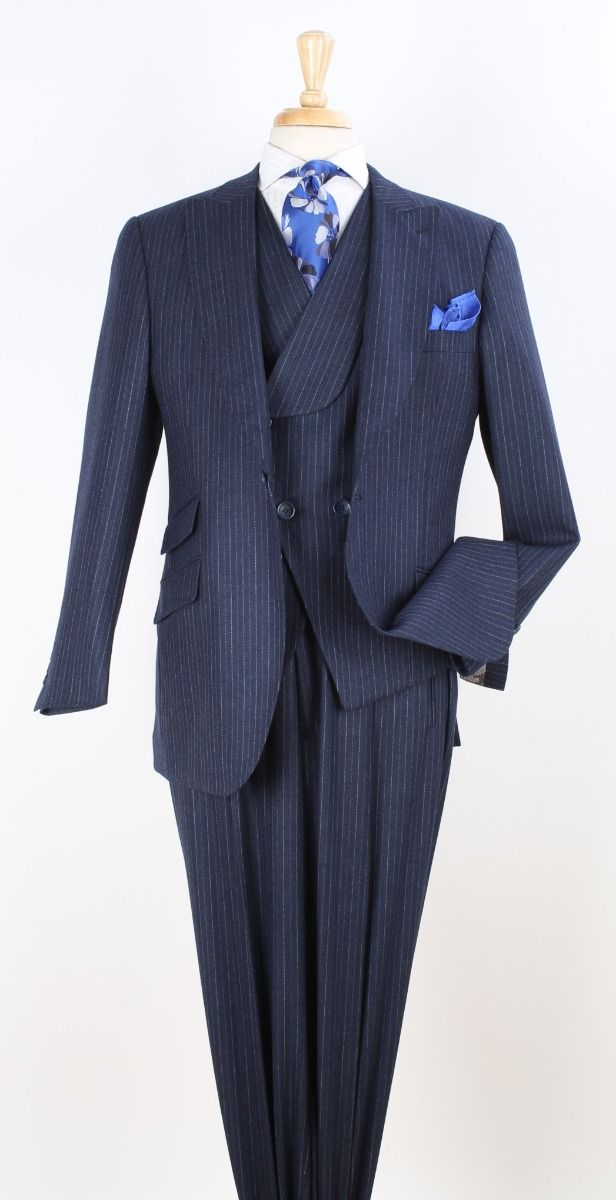 Apollo King Mens 3 Piece 100% Super 150s Wool Suit – High Fashion Double Breasted Vest, Peak Lapel Jacket - 34 Short or Extra Small