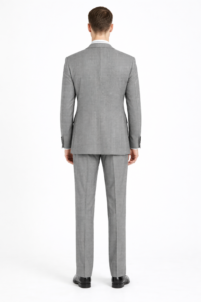 Apollo King Men's Outlet 3 Piece 100% Wool Suit Fashion Windowpane-New Designer Collection