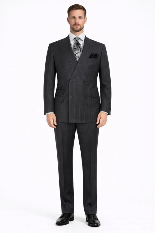 Apollo King Men's Outlet 3 Piece 100% Wool Suit Fashion Windowpane-New Designer Collection