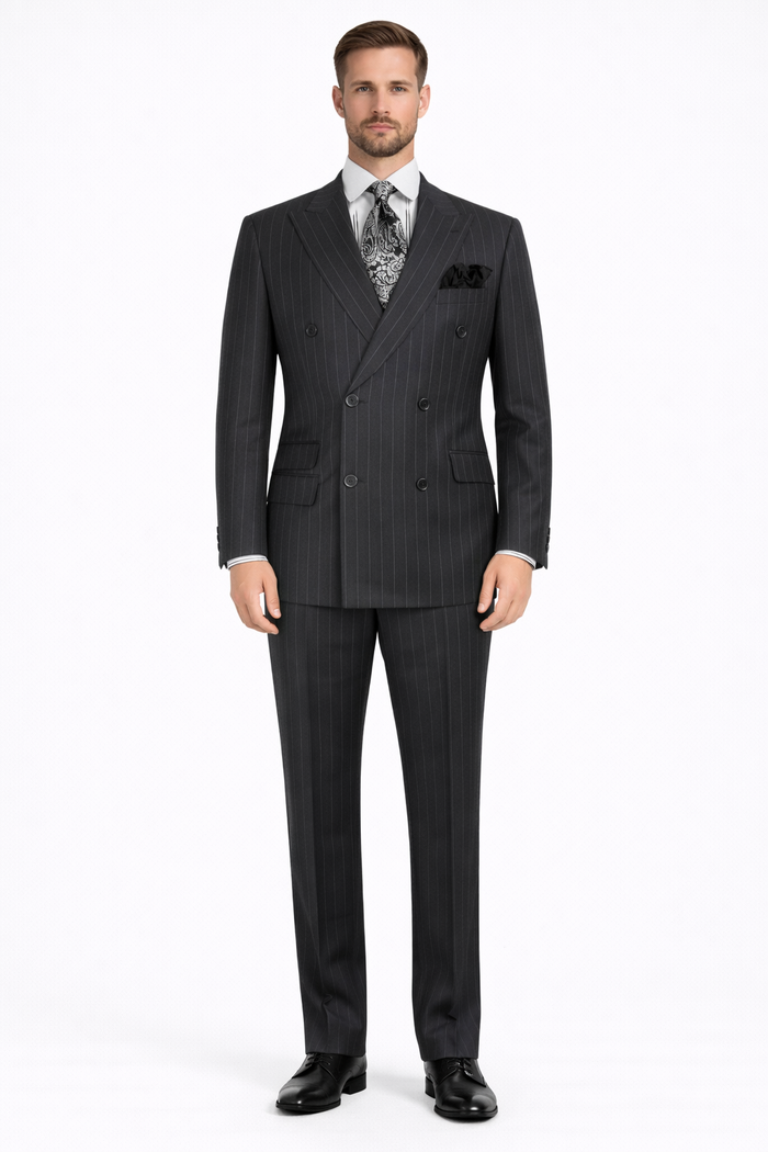 Apollo King Men's Outlet 3 Piece 100% Wool Suit Fashion Windowpane-New Designer Collection