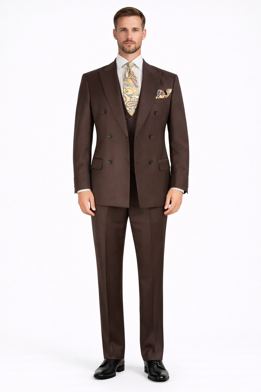 Apollo King Men's Outlet 3 Piece 100% Wool Suit Fashion Windowpane-New Designer Collection - 40L